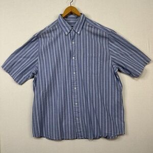 Eddie Bauer Xl‎ Men's Short Sleeve Blue Stripped Button Up Shirt